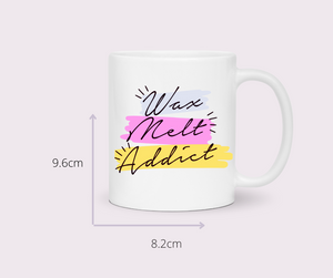 wax melt addict mug with size guide by the smelly wax company