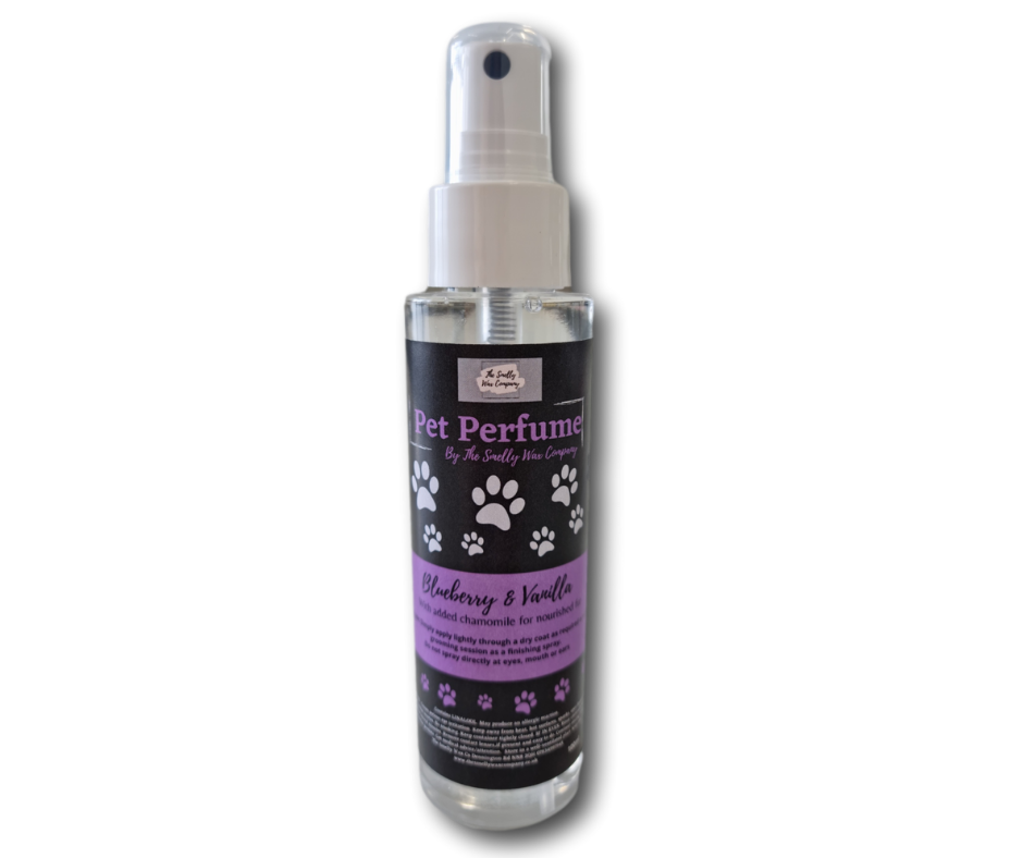 Blueberry and vanilla pet perfume by The Smelly Wax Company