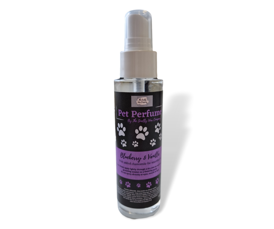 Blueberry and vanilla pet perfume by The Smelly Wax Company